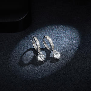 RuiXuan Boutique Moissanite Stone Hoop Casual <b>Sterling</b> <b>Silver</b> Jewelry <b>Earrings</b> - Product Image 5