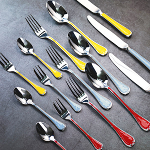 Juego de Cubiertos SHINY-JH de Acero Inoxidable Esmaltado 304, Cuchillo, Tenedor y Cuchara, Juego de Cinco Piezas Estilo Occidental para Hotel, Juego para Bistec - Product Image 1