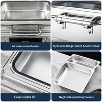 Chauffe-Plat Buffet en Acier Inoxydable avec Supports à Combustible, Bac à Eau Amovible, Idéal pour la Restauration et les Fêtes, Facile à Nettoyer