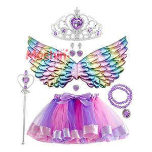 Falda Tutú con Alas de Ángel para Niñas, Disfraz para Fiesta de Halloween, Accesorios para Actuaciones Infantiles con Diadema y Varita Mágica - Product Image 1