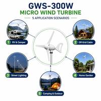 Éolienne horizontale GWS-300W 300W, efficacité élevée de 44 %, PMSG, démarrage à 2 m/s, durée de vie de 20 ans, pour maison hors réseau