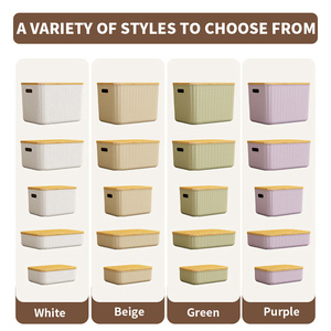 Sáng Tạo Nhựa Mây Màu Lưu Trữ Giỏ Đồ Chơi Đồ Dề Máy Tính Để Bàn Lưu Trữ Trang Điểm Tổ Chức Với Nắp Lưu Trữ Container - Product Image 4