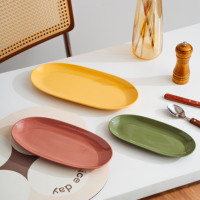 Set piring makan malam Modern, perangkat makan rumah hotel matte lapisan warna-warni Modern untuk restoran