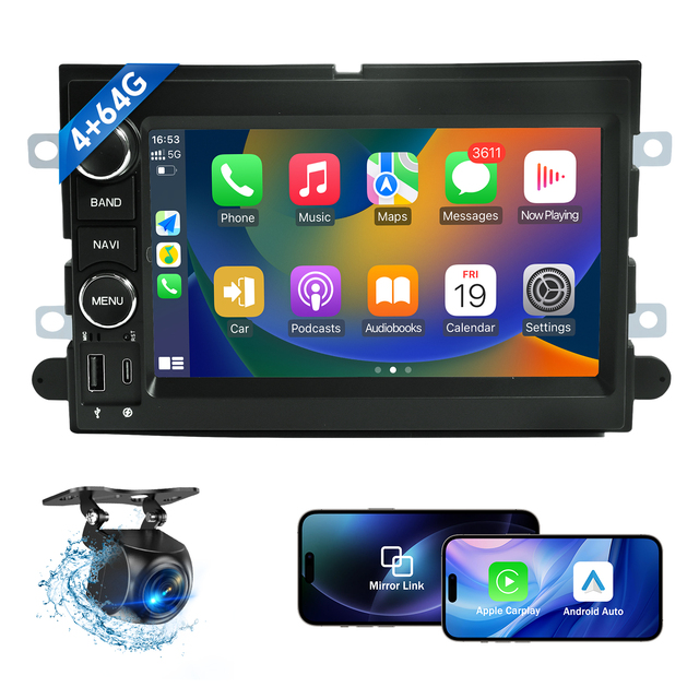 7 Inch Car Radio for Ford F150 F250 F350 2004-2014 Android Stereo with GPS Navigation Wireless Carplay Android Auto(4G+64G)