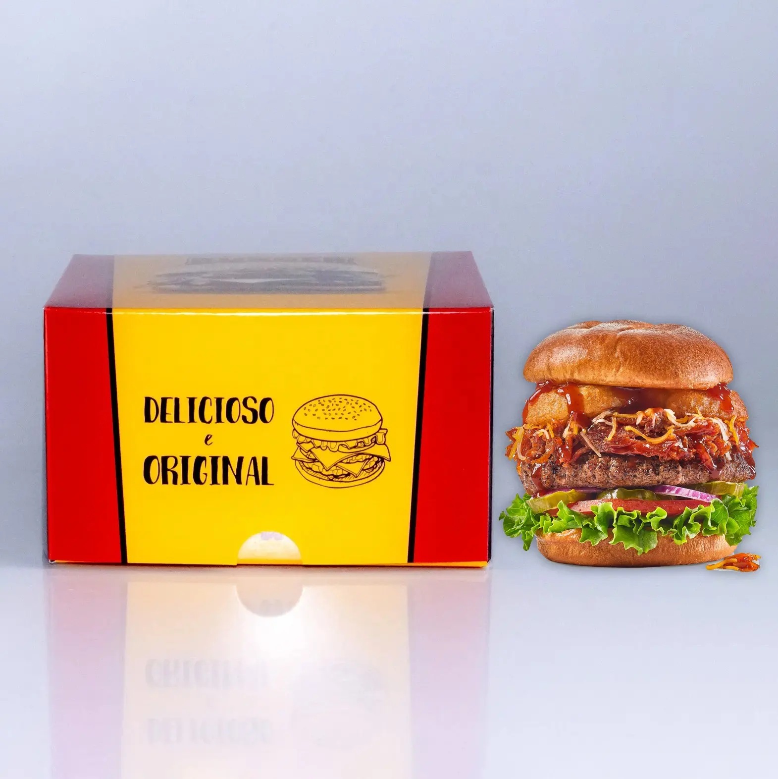 Ambalaj özel baskılı konteynerler kızarmış tavuk kağıt gıda Burger Hamburger kutusu götürmek