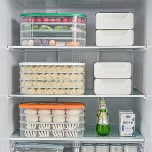 Organisateur de wontons réutilisable avec poignée, boîte à raviolis portable en plastique, étui de conservation pour pains vapeur au réfrigérateur - Product Image 5