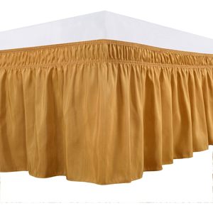 Falda de Cama de Algodón Dorado, Tamaño Queen, 12 Pulgadas de Profundidad, Ajuste Elástico, Calidad de Hotel, Sin Arrugas, Color Sólido - Product Image 4