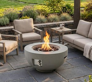28 Inch 50000 BTU Outdoor Propane Gas <b>Fire</b> <b>Pit</b> Table Concrete <b>Round</b> <b>Fire</b> Bowl for Patio Garden Backyard Heating - Product Image 4