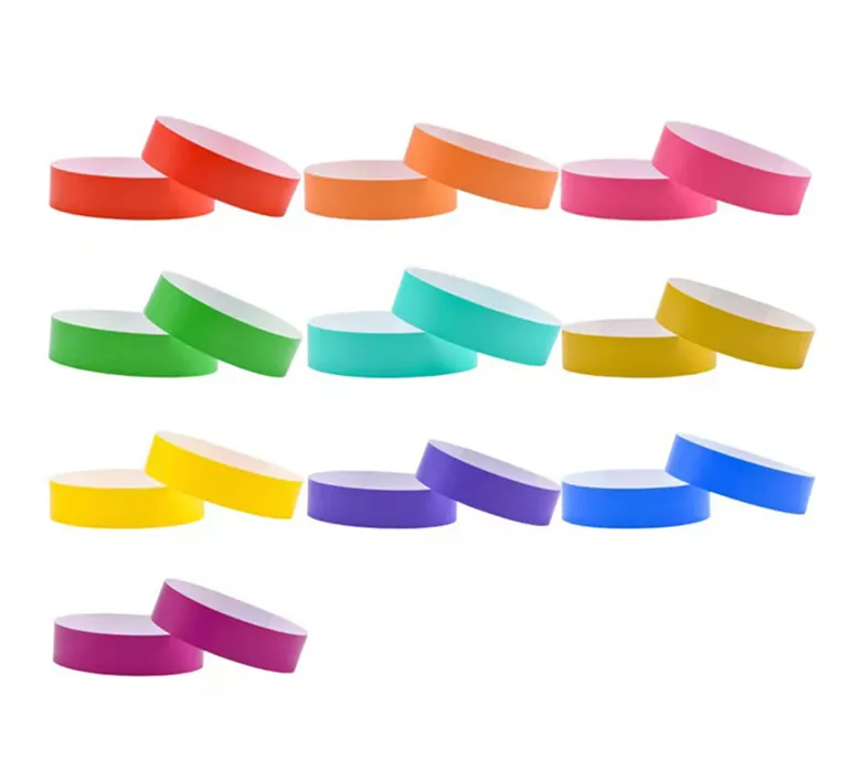 Kustom kertas sekali pakai gelang warna tahan air gelang dengan nomor seri untuk acara