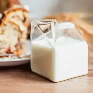 クリーマーガラスミルクコーヒーマグコンテナクリエイティブクリア透明カップボックスシェイプドリンクウォータージュースマグ