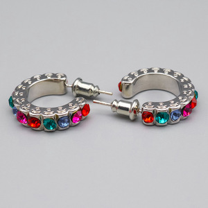 Orecchini a Perno Rotondi a Forma di C Colorati per Donne, Gioielli per Orecchie Eleganti e alla Moda - Product Image 6