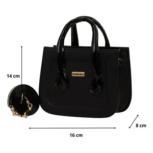 Bolso Cruzado Único Fanas Liz Negro Estilo Vintage con Cadena y Cremallera de Cuero Genuino y Poliéster para Uso Diario - Product Image 3