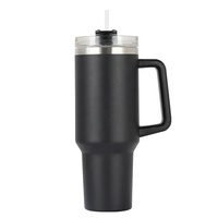 Logo personnalisé anti-fuite flip paille tasse à café en acier inoxydable réutilisable à double paroi 40oz gobelet avec poignée