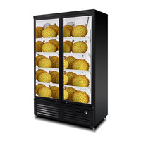 Lemari Pendingin Vertikal Komersial Pendingin Udara Auto Defrost Pintu Kaca Anti-Kabut Kontrol Digital Refrigeran R290 Multi-Voltase