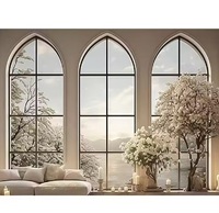 LongTai (Rokee) América Diseño de forma especial personalizado Ventanas en forma de arco de vidrio templado de madera de aluminio