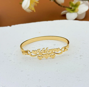 Braccialetto personalizzato con nome del bambino, placcato <span class=keywords><strong>oro</strong></span> 18 carati, braccialetto per bambini, gioielli personalizzati, regalo di compleanno fatto a mano - Product Image 3