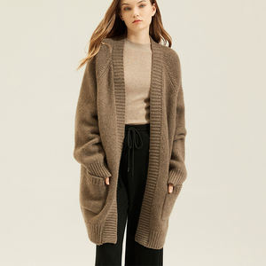 Maglione Weshallo di alta qualità in lana di Yak caprino Cashmere <span class=keywords><strong>Cardigan</strong></span> lungo lavorato a maglia pesante personalizzato da donna - Product Image 3