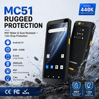 PDA Resistente con Android 14, UHF RFID, 14+64G, MC51, Pantalla de 6 Pulgadas, Escáner de Código de Barras 2D, IP67, NFC, Terminal Portátil