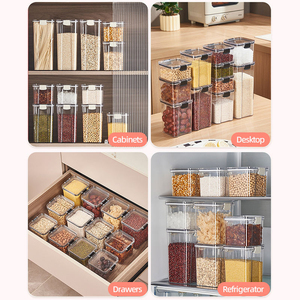 Household Free Airtight Clear Plastic <b>Stackable</b> Kitchen Organizer Cereal <b>Storage</b> <b>Container</b> Dry <b>Food</b> Box Jar with Lids - Product Image 5
