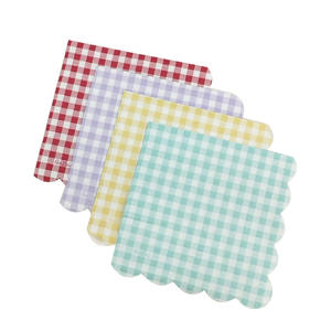 Hot-selling 16 PCS 4 Colors Plaid Tissue Paper 3-ply Compostable <strong>Napkin</strong> for Baby Shower Birthday Wedding Party - Product Image 1
