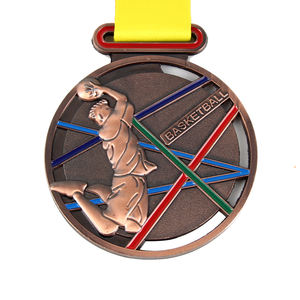 Nouvelle médaille de basket-ball Super <span class=keywords><strong>Dunk</strong></span> de ligne de couleur de motif personnalisé de conception pour les récompenses de médaille d'événements sportifs de compétition de basket-ball universitaire - Product Image 4