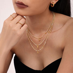 Collar con colgante de estrella dorada de acero inoxidable y piedra natural al por mayor para mujer - Product Image 3