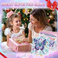 Autocollant papillon 3D carré créatif, peinture diamant 5D pour enfants, kit d'art DIY fait main, difficulté élevée