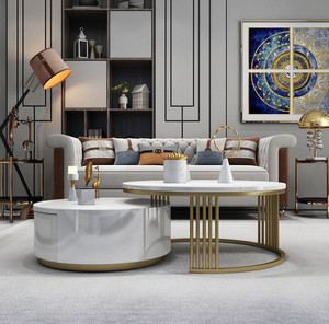 Set di Tavolini da Caffè Moderni di Lusso Estensibili in Materiale Spugna e Vetro per Arredamento Soggiorno - Product Image 4