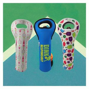 Housse de bouteille de vin en néoprène sur mesure pour les fans de pickleball, design unique, manchons de bouteille avec des éléments sur le thème du pickleball - Product Image 1