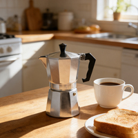 Cafetière Moka Classique Moderne en Aluminium, Bouilloires Écologiques Durables et Portables, Capacité 3/6/9/12 Tasses