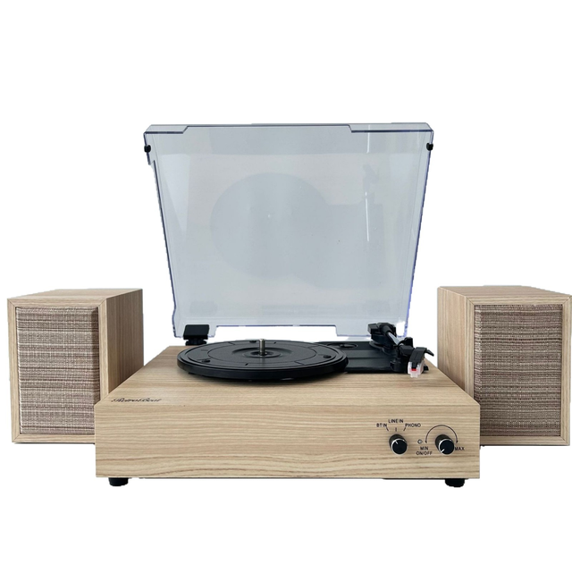 Factory Direct Vintage Wood Grain Vinyl Record Player BT5.0 Wireless Stereo Turntable With Ruby Stylus for Home