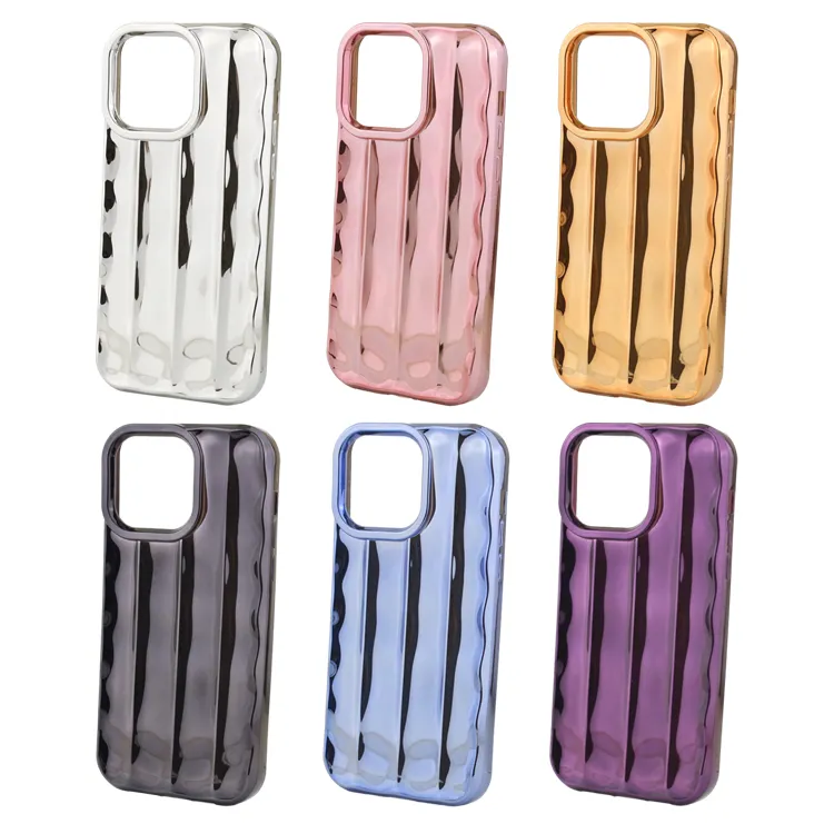 Tridimensional Vertical Stripe TPU 6D Galvanoplastia Cell Phone Case para iPhone