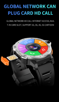 Reloj Inteligente 4G con Wifi, Navegación GPS, NFC, Videollamadas, Pantalla Redonda de 1.54 Pulgadas, 2GB, Batería Grande de 800mAh, Reloj Android con Calendario, Tarjeta SIM 4G