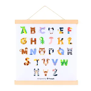 Anak-anak pendidikan alfabet poster belajar hewan lalu lintas elektronik ABC Bagan dinding untuk balita