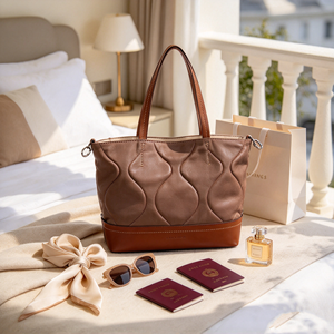 Sac fourre-tout vintage classique pour femmes, design à points ondulés, grand sac à main pour tous les jours - Product Image 5