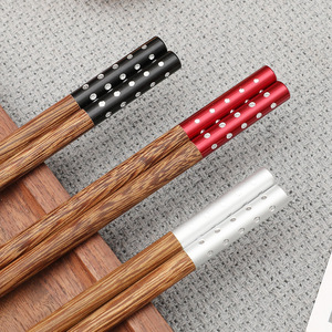 Metal Tipped Engraved Chicken <b>Wing</b> Wood Chopsticks Set Two Pairs In Gift Box Durable Business Gift Solid Color Mahogany - Product Image 4