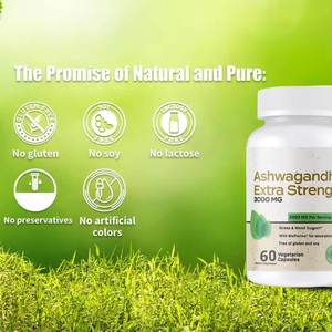 OEM/ODM天然アシュワサンダカプセルBioperine余分な強さアシュワサンダサプリメント大人のストレス気分サポート60カプセル - Product Image 6