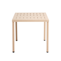 Table de salle à manger extérieure imperméable en plastique PP T-025 avec pieds en fer, design moderne, pour l'école et la plage
