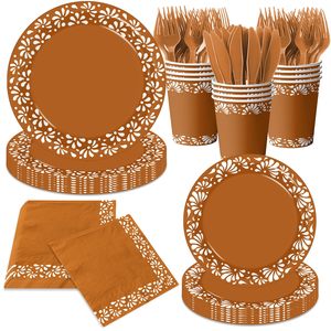 144Pcs Disposable Cielito Lindo Party Decoration Platos De Barro Mexicanos <strong>Clay</strong> <strong>Plates</strong> Terracotta Pottery Paper Cups Tableware - Product Image 1
