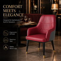Silla de Comedor Premium para Hostelería, Tapizada en Color Granate, con Costuras y Patas Doradas para Hotel o Restaurante