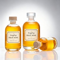 Fabriekslevering 250ml 375ml 500ml Luxe Glazen Fles met Houten Kurk voor Fruitwijn Whisky Likeur Drank