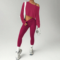 Dames 3-delige naadloze yogaset sportbeha top met lange mouwen strakke legging hoge elastische gym workout actieve fitnesskleding