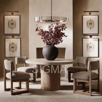 Ensemble de table à manger de style américain de luxe pour hôtel, design 2026, meubles d'intérieur, tables à manger en bois massif