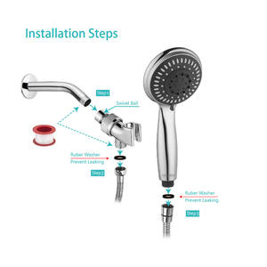 Rozin — composants de douche universels pour salle de bains, montage mural en acier inoxydable, chromé, avec bras de pluie de 16cm - Product Image 2