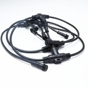 T-Shaped Waterproof Connector Cable 4-Core PVC <b>Plug</b> <b>In</b> For LED Outdoor <b>Lighting</b> - Product Image 2