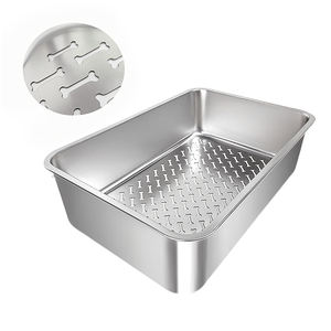 Großhandel Katzen toilette aus Edelstahl mit großer Kapazität und leicht zu reinigender Anti-Rutsch-Matte Katzen toilette - Product Image 1