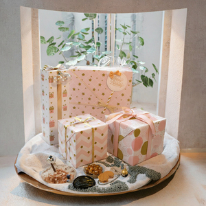 Custom Pink Gold Star Chevron Dot Gift <b>Wrap</b> <b>Paper</b> Happy Birthday Design Art <b>Paper</b> <b>Roll</b> Recyclable Offset Printing Compatible - Product Image 3