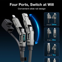 Nouveau porte-clés avec écran numérique court, 65W/27W, 4 en 1, puce E-Marker, transfert de données haute vitesse 480 Mbps, câble de charge rapide en alliage de zinc