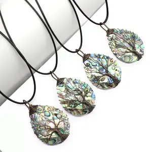 Tree of Life Necklace Abalone Shell Silver Pendant Women Fashion Jewelry Necklace Pendant Tree of Life Shell