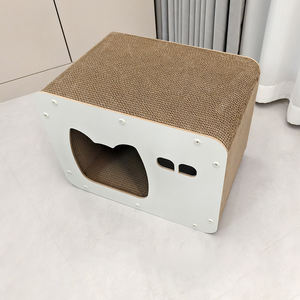 Griffoir pour chat en bois moderne et respirant, design ondulé, écologique, sans odeur chimique, housse amovible en tissu pour animaux de compagnie - Product Image 6